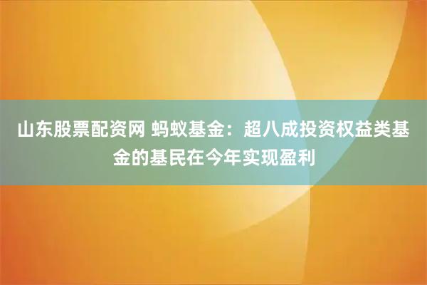 山东股票配资网 蚂蚁基金：超八成投资权益类基金的基民在今年实现盈利